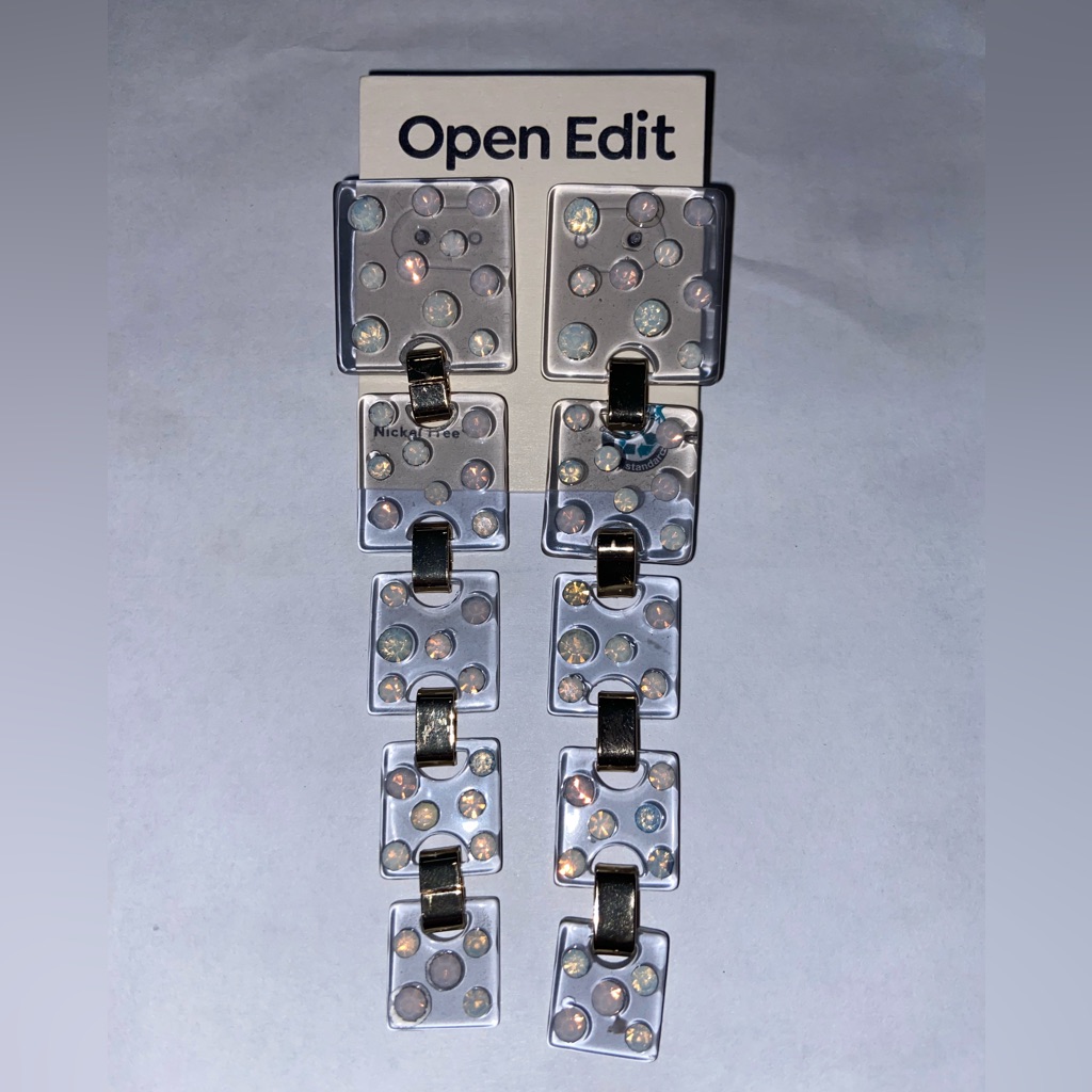 Nwt Open Edit Light Blue Square Hanging Earrings From Nordstrom